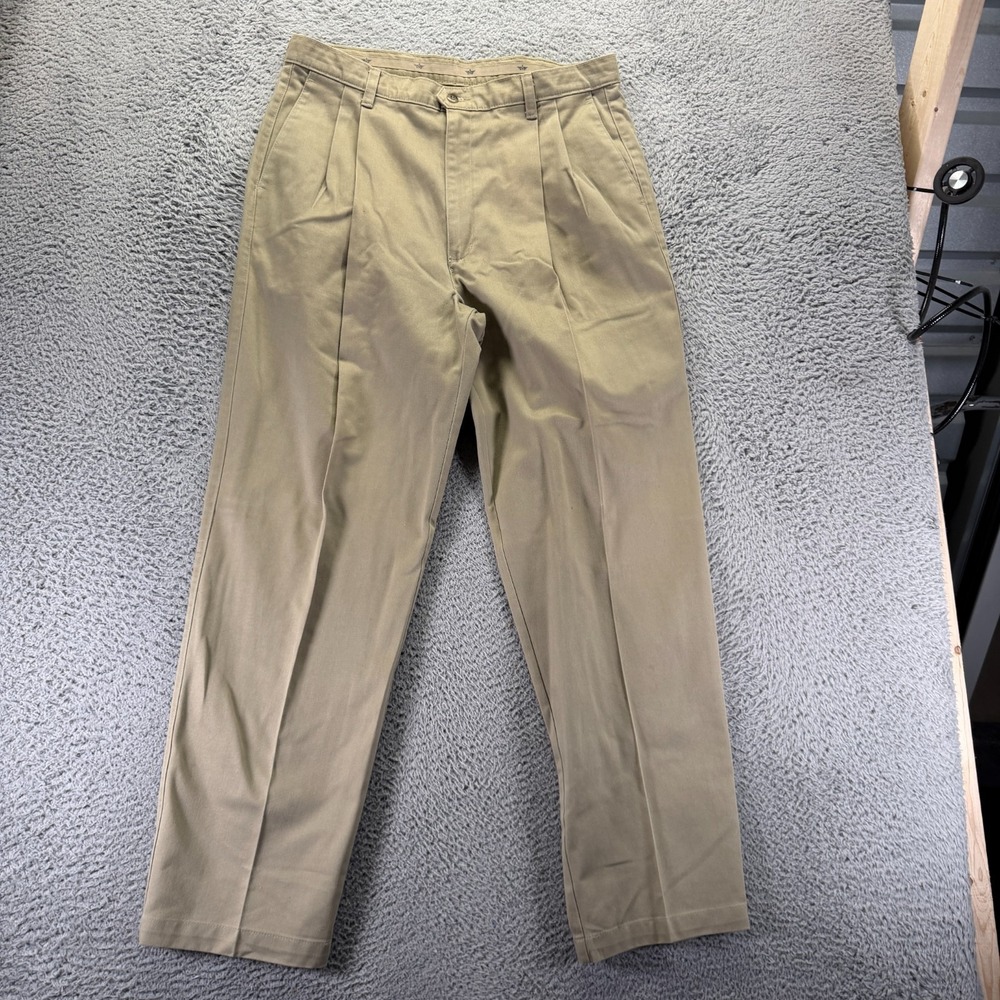 Dockers Pant Mens 36x32 Beige Cotton Khakis Straight Workwear Utility Pleated